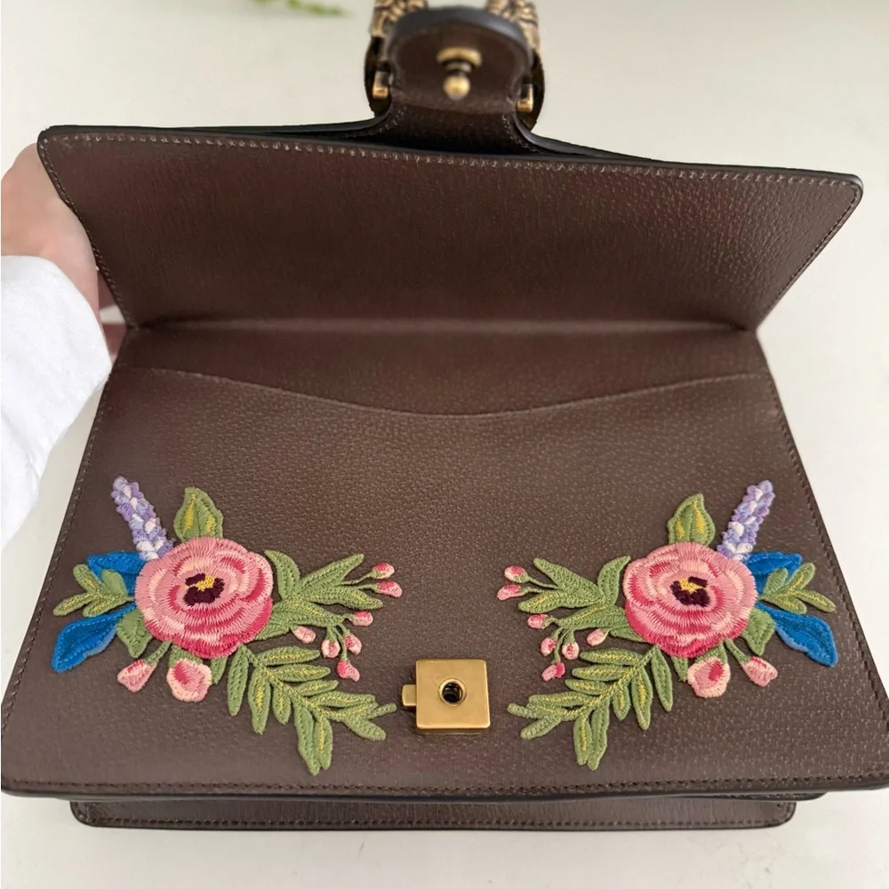 GUCCI Calfskin Web Owl Embroidered Medium Dionysus Shoulder Bag New Acero ~ NWT - Picture 5 of 16